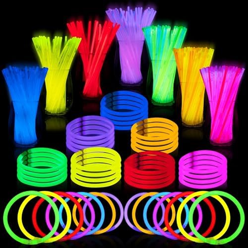 JOYIN 300 Pcs 8" Glowsticks, Bracelets Necklaces, Glow in the Dark Party Favors, Easter, Christmas, Halloween Supplies Pack, Football Party Supplies
