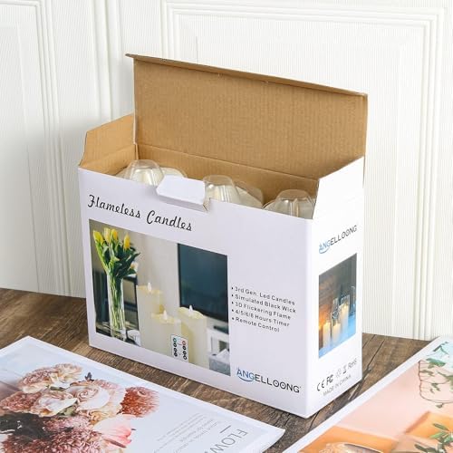 ANGELLOONG Flickering Flameless Candles, Realistic LED Candles with Remote and Timer, Set of 3 Battery Operated Candles for Room Fall Home Decor Wedding Christmas Decorations