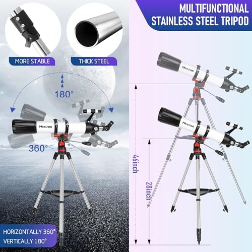Telescope, Telescope for Adults High Powered Professional, 90mm Aperture 800mm Refractor Telescopes for Astronomy Beginners Fully Multi-Coated with AZ Mount Tripod & Phone Adapter & Carry Bag