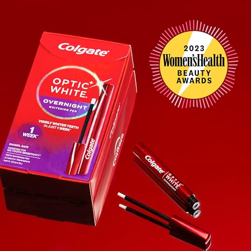 Colgate Optic White Overnight Teeth Whitening Pen, Teeth Stain Remover to Whiten Teeth, 35 Nightly Treatments, 0.08 Fl Oz