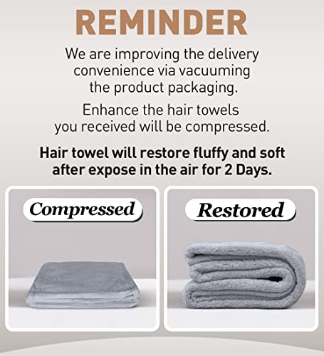 Hicober Microfiber Hair Towel, 3 Packs Hair Turbans for Wet Hair, Drying Hair Wrap Towels for Curly Hair Women Anti Frizz (Grey,Blue,Grey)