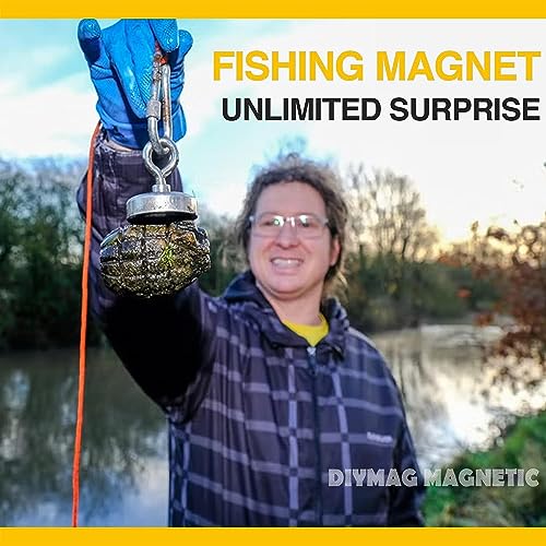 DIYMAG Neodymium Fishing Magnets, 1500lbs (680KG) Pulling Force Rare Earth Magnet with Countersunk Hole Eyebolt Diameter 4.72Inch (120mm) for Retrieving in River an Magnetic Fishing