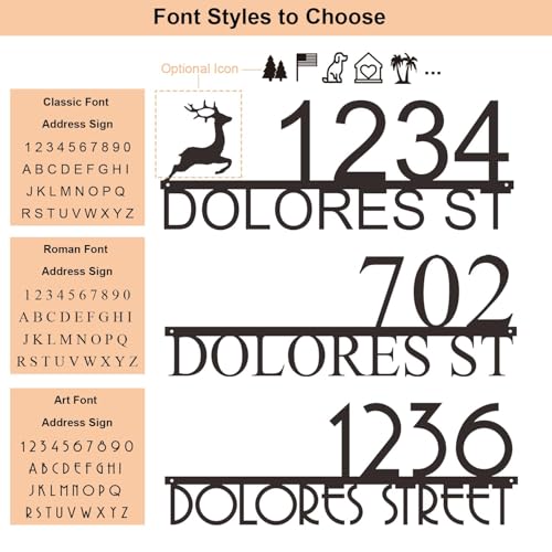 Address Signs for Houses - Personalized House Numbers for Outside - Address Numbers for House - American-Made Metal Steel House Numbers