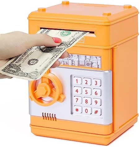 Refasy Piggy Bank Cash Coin Can ATM Bank Electronic Coin Money Bank for Kids Age 3-12, Money Savings Box Mini ATM Coin Bank Toys Gifts for 3 4 5 6 7 8 9 10 11 12 Year Old Boys Girls