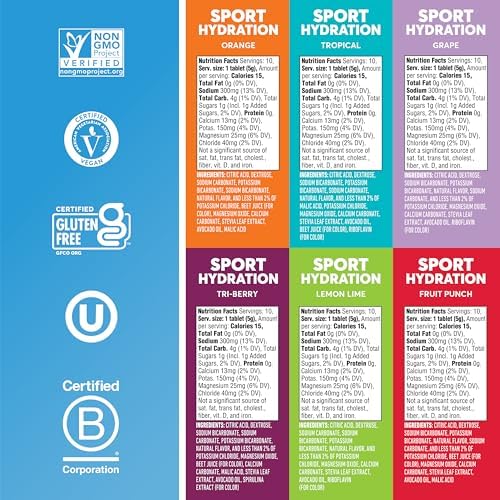 Nuun Sport Electrolyte Tablets with Magnesium, Calcium, Potassium, Chloride & Sodium, Gluten Free & Vegan, Mixed Flavors, 6 Pack (60 Servings Total)