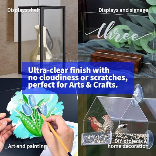 Art3d (2 Pack) 1/8" Thick Plexiglass Sheets - 36" x 48" PET Clear Acrylic Sheets for Art Design,Craft Projects, Signs, DIY in Home, Wedding, Festival,Party,Office