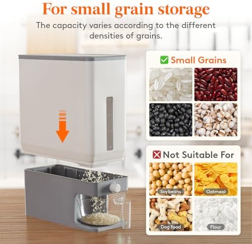 Lifewit Rice Dispenser 25 Lbs(11.3kg), Rice Storage Container Sealed Moisture Proof with Measuring Cup for Kitchen Pantry Household, BPA-Free