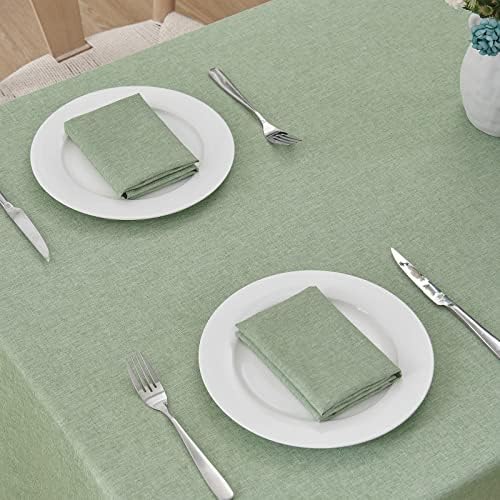 Rectangle Tablecloth Linen Textured Waterproof & Stain Resistant Table Cloth Wrinkle Free Decorative Fabric Farmhouse Table Cover for Dining/Party/Buffet/Wedding, 60 x 84 Inch, Sage Green