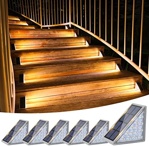 VOLISUN Solar Stair Lights 6 Pack, Solar Step Lights Outdoor Waterproof IP67, LED Outdoor Step Light,Outdoor Light Decor for Garden Stair, Deck, Front Step, Front Porch, and Patio(3000K)
