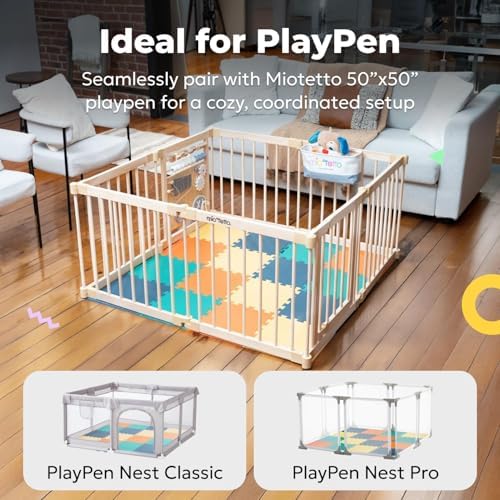 MioTetto Foam Floor Tiles for Kids - Non-Toxic Comfortable Baby Play Mat and Interlocking Foam Tiles, Fits with 50x50 Playpen Mat for Crawling & Development, Soft Play Mat for Babies 6-12 Months