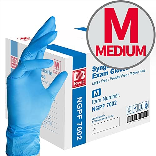 Basic Medical Blue Nitrile Exam Gloves, Latex-Free & Powder-Free Food-Safe House Cleaning Disposable Glove (1000 Pcs)
