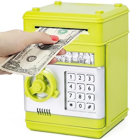 Refasy Piggy Bank Cash Coin Can ATM Bank Electronic Coin Money Bank for Kids Age 3-12, Money Savings Box Mini ATM Coin Bank Toys Gifts for 3 4 5 6 7 8 9 10 11 12 Year Old Boys Girls