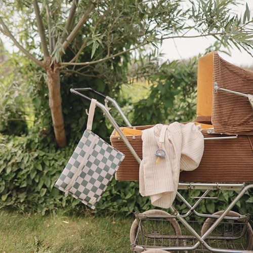 mushie Water Resistant Wet Bags | Large & Small Reusable Storage Bag for Baby Items and Travel | Zippered Pockets with Handle | Machine Washable, Set of 2 (Pastel Blooms)