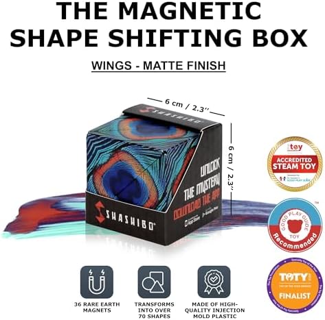 SHASHIBO Shape Shifting Box - STEM Magnetic Fidget Cube that Transforms Into Over 70 Shapes, Download Fun in Motion Toys Mobile App (Wings)