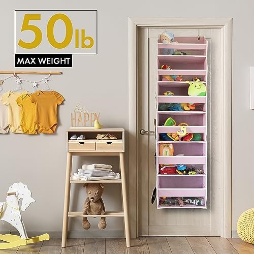 HOMELUX THEORY 1PC Heavy Duty Over the Door Organizer 55x14x6.7, 6 Large Front & 12 Side Pockets, Hanging Storage Closet Door Organizer for Bedroom, Bathroom and Baby Nursery Storage (Dark Gray)