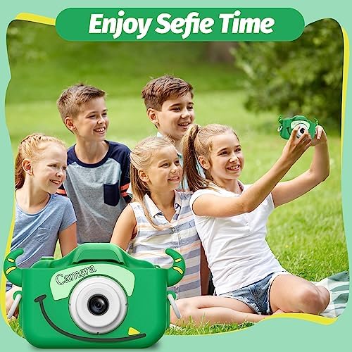 Goopow Kids Camera Toys for 3-8 Year Old Girls Boys,Children Digital Video Camcorder Camera with Cartoon Soft Cover, Best Chritmas Birthday Festival Gift for Kids - 32G SD Card Included