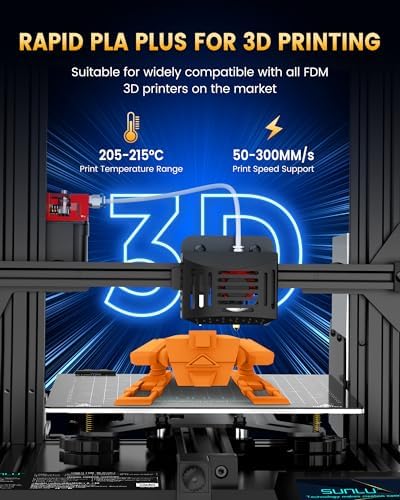 SUNLU 3D Printer Filament, 5KG Spool PLA+ 1.75mm, Tougher, Accurate +/-0.02mm, Grey