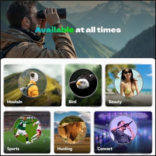 12x40 HD Binoculars for Adults and Kids High Powered, Clear Large View & Low Light Night Vision, Waterproof Binoculars for Hunting, Birds Watching, Cruise Ship, Theaters, Travel and Stargazing