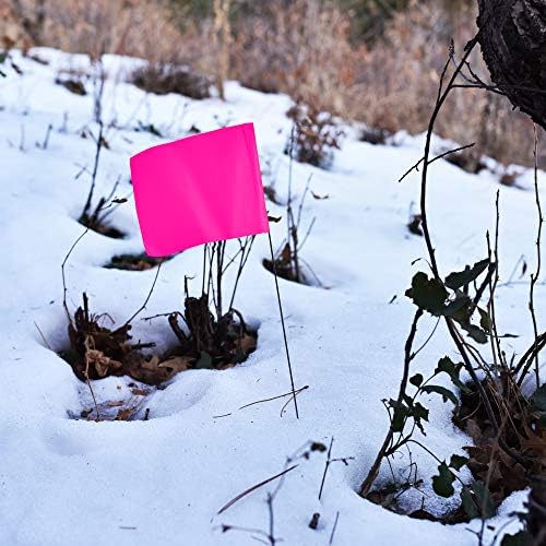 Pink Marking Flags 1000 Pack - 4x5x15 Inch Pink Flags for Yard - Markers For Lawn, Irrigation, Landscaping, Survey & Sprinkler Head Marking