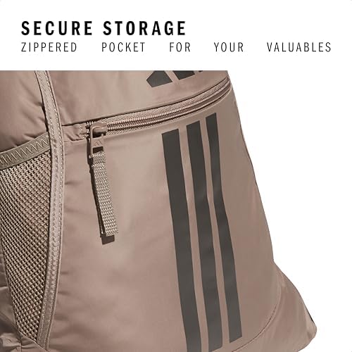 adidas Alliance Sackpack, Drawstring Backpack, Lightweight Small Gym Bag for Women and Men, Chalky Brown/Gunmetal, One Size
