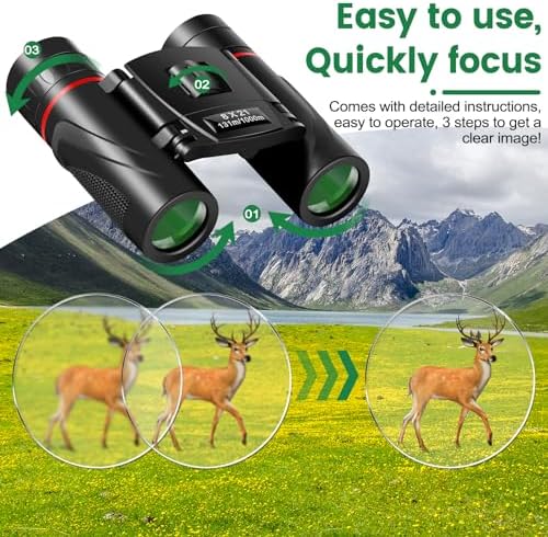 8x21 Mini Lightweight Binoculars, Compact Pocket Binocularsfor Adults Kids, Small Protable Binoculars for Bird Watching Travel Opera Theater Sports Scenery (Red)