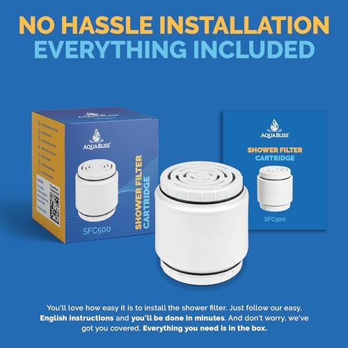 AquaBliss HD Multi Stage Shower Filter Replacement Cartridge for SF400 & SF500-48x Heavy Duty Detox Power. Kiss Itching, Breakage & Dullness Goodbye. Reduce Rust, Chlorine, Toxins. 1-Pack (SFC500)