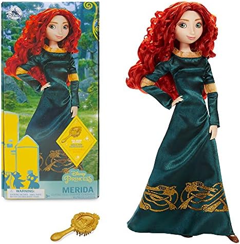 Disney Store Girl's Princess Classic Doll (Merida), 11 Inches, Includes Brush with Molded Details, Fully Posable Toy in Classic Outfit