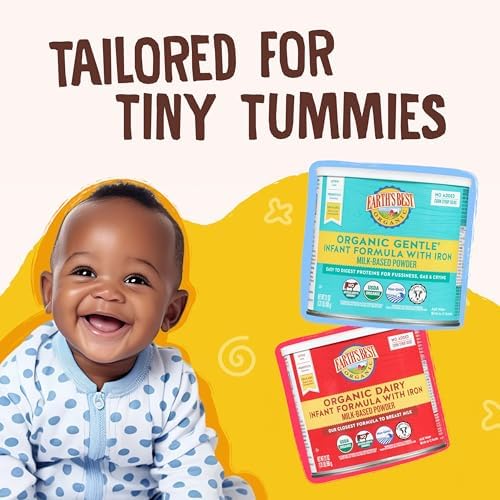 Earth's Best Organic Baby Formula for Babies 0-12 Months, Powdered Dairy Infant Formula with Iron, Omega-3 DHA, and Omega-6 ARA, 32 oz Formula Container