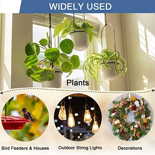 ADIIL 40 PCS Q Hanger Hooks with Safety Buckle, Windproof Screw Hooks for Hanging Outdoor String Lights, Plants, Christmas Patio Lights, 2.2 Inches, Black