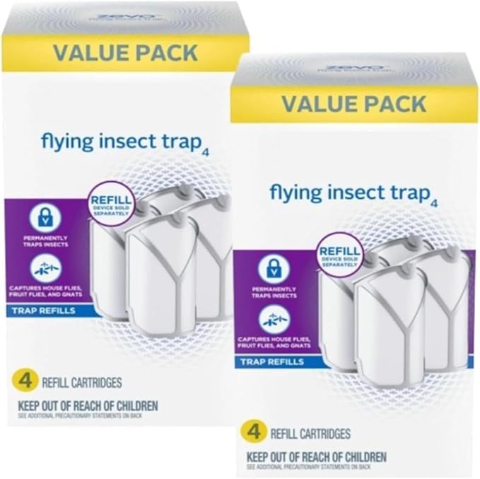 Zevo Flying Insect Trap Refills Cartridges – Attracts & Traps Flying Insects – Works with Zevo Indoor Insect Trap (8 Refills Cartridges)