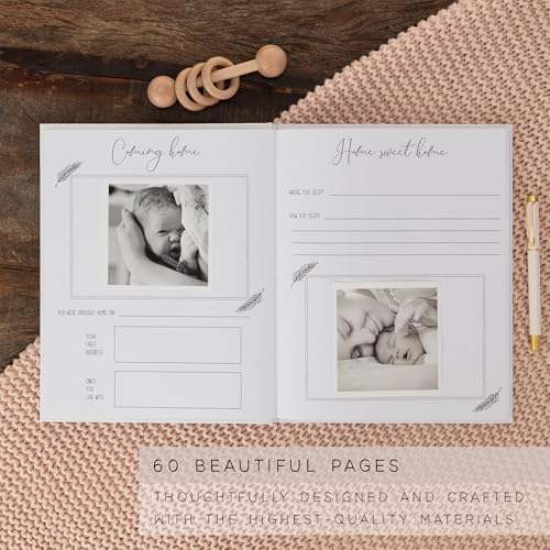 Baby Memory Book for the Modern Minimalist - Simple Baby Book for Boy or Girl - First Years Journal - Monthly Milestone Keepsake Record Book - Gender Neutral Pregnancy Gift for Baby Shower
