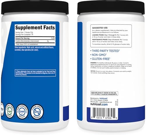 Nutricost Creatine Monohydrate Powder 500G (Blue Raspberry) (Pack of 2)