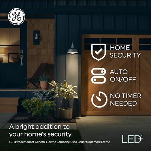 GE LED+ A19 Dusk to Dawn LED Light Bulbs, Automatic On/Off Outdoor Security Light, Soft White (2 Pack)