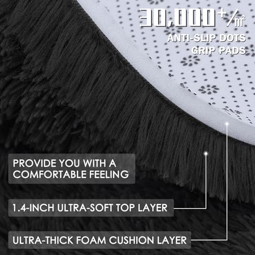 OLANLY Area Rugs for Living Room Bedroom, Machine Washable 4x5.9 ft Soft Fluffy Shaggy Bedside Rug, Indoor Floor Carpet for Kids Girls and Boys, Dorms, Nursery Rooms, Home Decor Aesthetic, Black