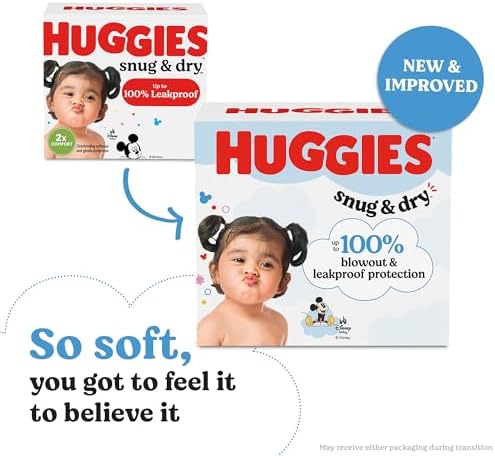 Huggies Size 1 Diapers, Snug & Dry Newborn Diapers, Size 1 (8-14 lbs), 128 Count, Packaging May Vary