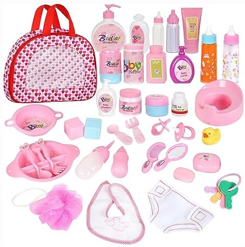 fash n kolor My Sweet Baby Disappearing Doll Feeding Set | Baby Care 6 Piece Doll Feeding Set (40 pc Set)