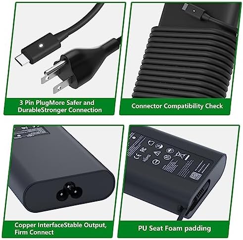 130W USB C Laptop Charger Compatible with Dell Computer XPS 15 17 9575 9500 9510 9520 9530 9700 9710 9720 9730,Precision 5470 5480 5550 5560 5530 5570 5750 5760 5770 3550 3560 3570 3571 2in1,Latitude