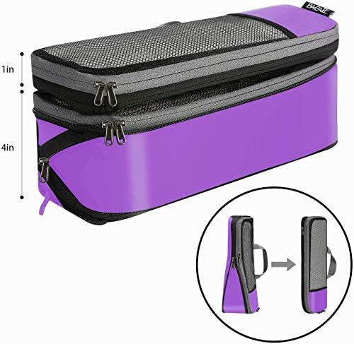 BAGAIL 4 Set/6 Set/8 Set Compression Packing Cubes Travel Accessories Expandable Packing Organizers(Purple HalfMesh 6 Set)