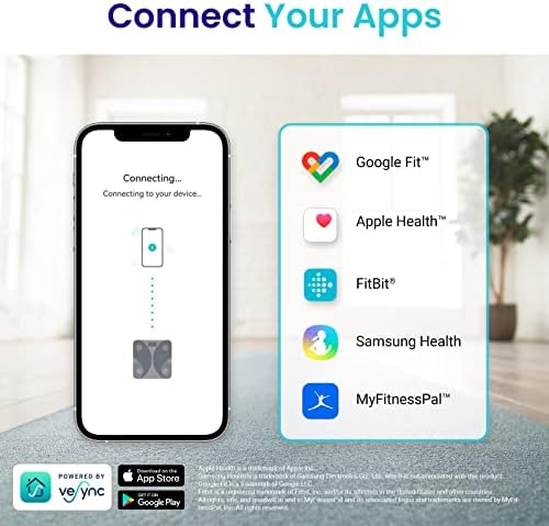 Etekcity Scale for Body Weight and Fat Percentage, Smart Digital LED Bathroom BMI Measurement, Accurate Bluetooth Weighing Machine, Body Composition Analyzer, Ash-black, 400lb