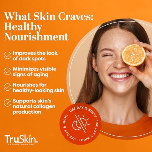 TruSkin Vitamin C Serum For Face – Anti Aging Face Serum with Vitamin C, Hyaluronic Acid, Vitamin E – Brightening Formula – Improve Appearance of Dark Spots, Tone, Fine Lines & Wrinkles, 1 Fl Oz