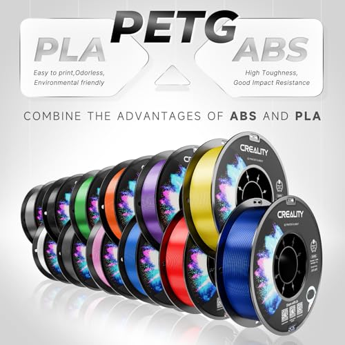Official Creality PETG 3D Printer Filament 1.75mm 4KG (8.8lbs), High Precision, Strong Toughness, Odorless, Better Flow, Moistureproof 3D Printing CR PETG Filament, Black+Black+White+White