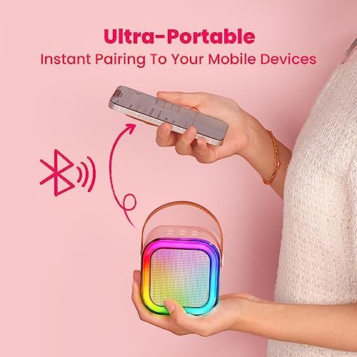 IROO Mini Karaoke Machine for Kids, 2025 TOP Toys Birthday Gifts Ideas for Girls Ages 4, 5, 6, 7, 8, 9, 10, 12+ Years Old, Portable MP3 Player with 2 Wireless Mics for Party