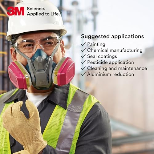 3M P100 Respirator Cartridge/Filter 60923, 1 Pair, NIOSH Approved, Helps Protect Against Organic Vapors, Acid Gases, and Particulates, Magenta, Yellow