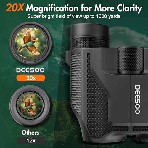 Compact Binoculars for Adults High Powered - Deesoo 20x25 Mini Small Binocular for Kids - Low Light Vision Binoculars for Bird Watching Travel Concert Hunting Hiking