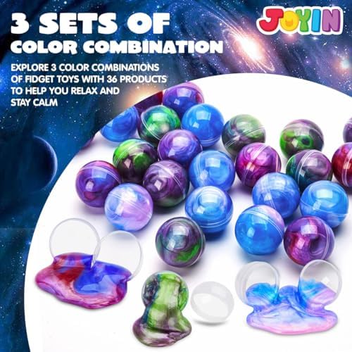 JOYIN Slime Party Favors, 24 Pack Galaxy Slime Ball - Stretchy, Non-Sticky, Mess-Free, Stress Relief, and Safe - Toys for Girls and Boys - Classroom Reward, Party Supplies