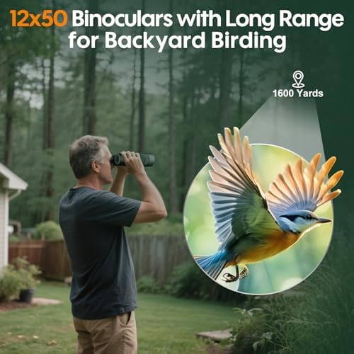occer 12x50 Bird Watching Binoculars for Adults - High Powered Binoculars with Clear Large Image - Easy Focus HD Binocular with Long Range for Cruise Trip Hunting Travel Concert Stargazing,Green