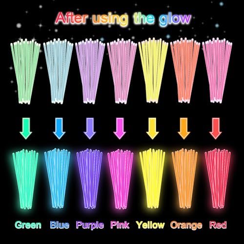 Glow Sticks Bulk Party Pack- Ultra Bright 500pk Glow in the Dark Party Favors, Glow Decorations, Neon Party Glow Necklaces and Glow Bracelets with Connectors