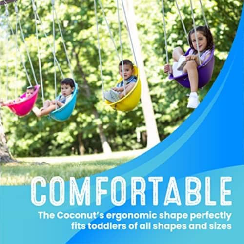 Swurfer Coconut Toddler Swing – Comfy Baby Swing Outdoor, 3- Point Adjustable Safety Harness, Secure, Safe Quick Click Locking System, Blister-Free Rope, Easy Installation, Ages 6-36 Months