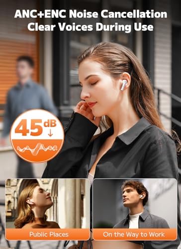 Wireless Earbuds, Bluetooth 5.4 Ear Buds with Multifunctional Touch Screen, ANC/ENC Noise Cancelling Headphones with 48H Playtime, Bass Stereo Sound, for Laptop, Android/iOS, Pad