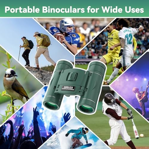 300x25 Binoculars for Adults and Kids, High Powered Mini Pocket Binoculars with Phone Adapter, Waterproof Compact Telescope for Bird Watching, Hunting, Concert, Theater, Opera, Traveling, Sightseeing